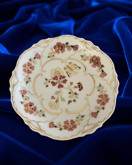 Zsolnay Porcelain Butterfly Charger / Wall Plate – 9269/026 – 6.5” Diameter – Hungary