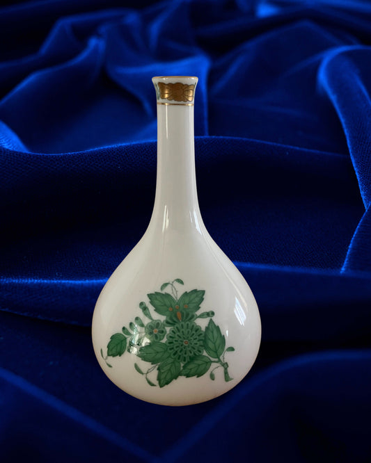 Herend Porcelain Vase #6470 – Chinese Bouquet Apponyi Green, 5.5"
