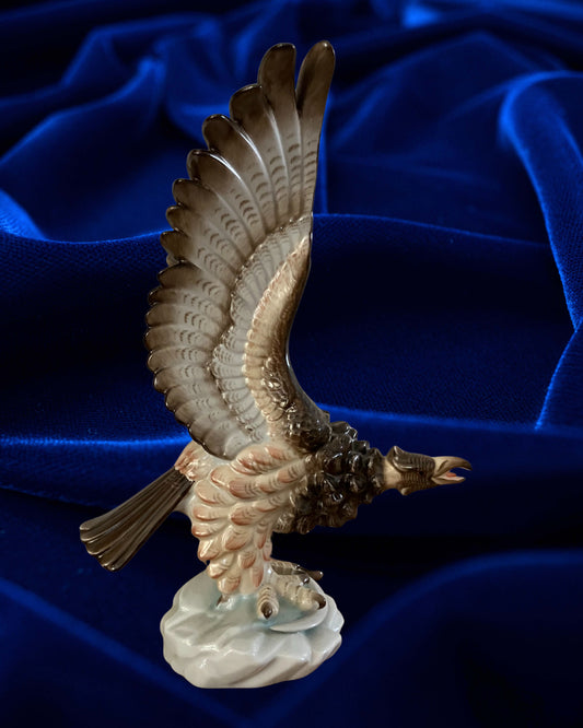 Herend Hungary Porcelain Turul Bird with Sword Figurine – Hand-Painted, Multicolored, 12.8" Vintage Collectible