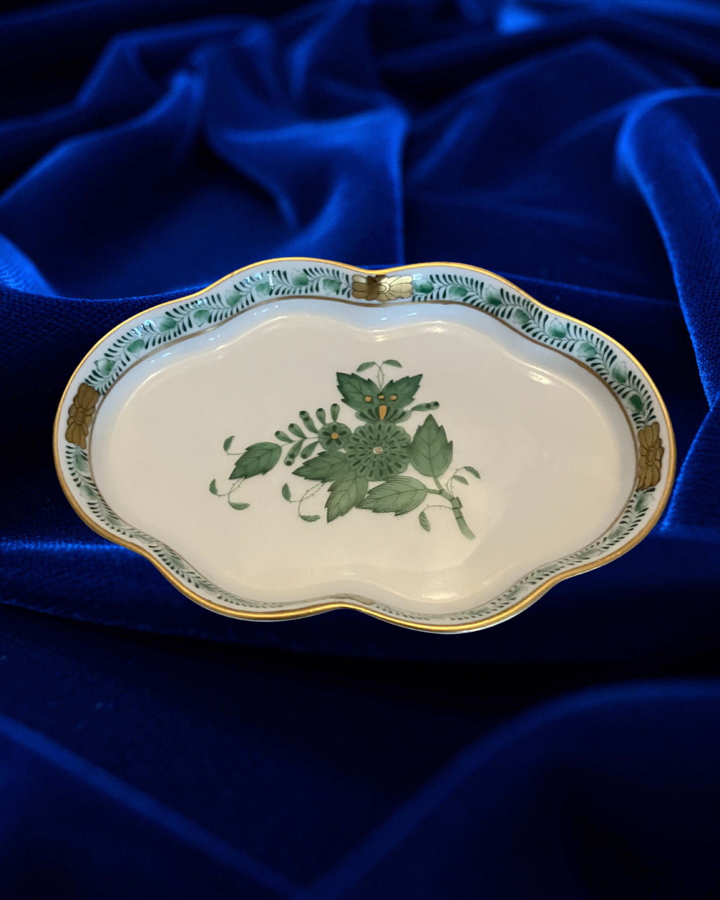 Herend Hungary Apponyi Green Chinese Bouquet Ashtray #7705/AV – Hand Painted Porcelain