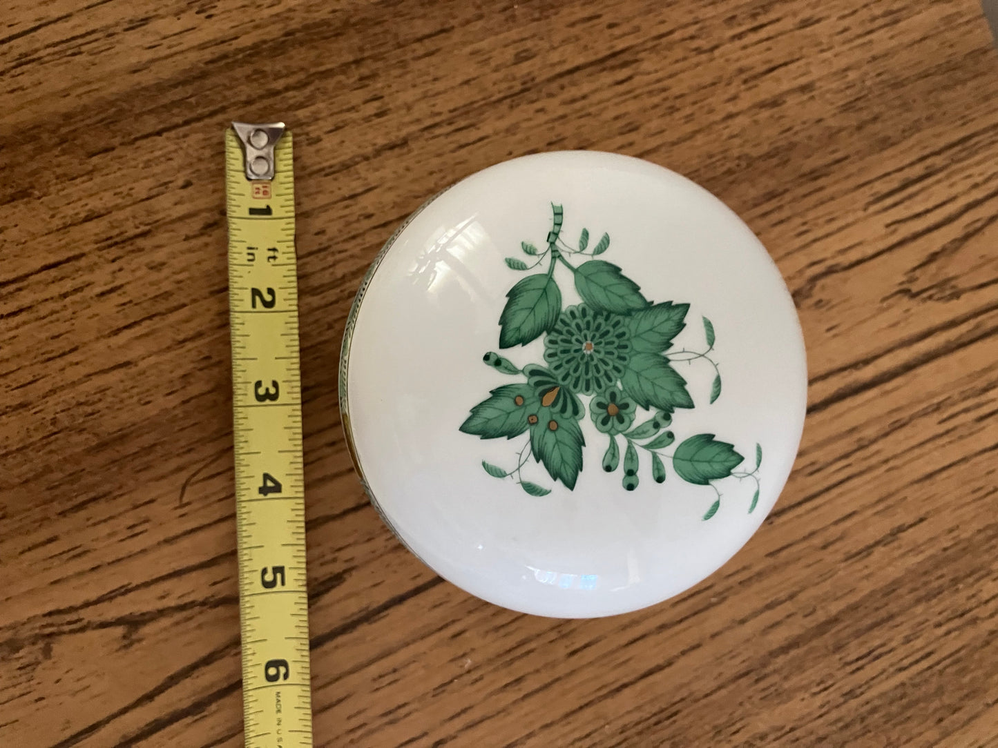 Herend Trinket Box – Apponyi Chinese Bouquet Green, Hand Painted with 24K Gold Detailing