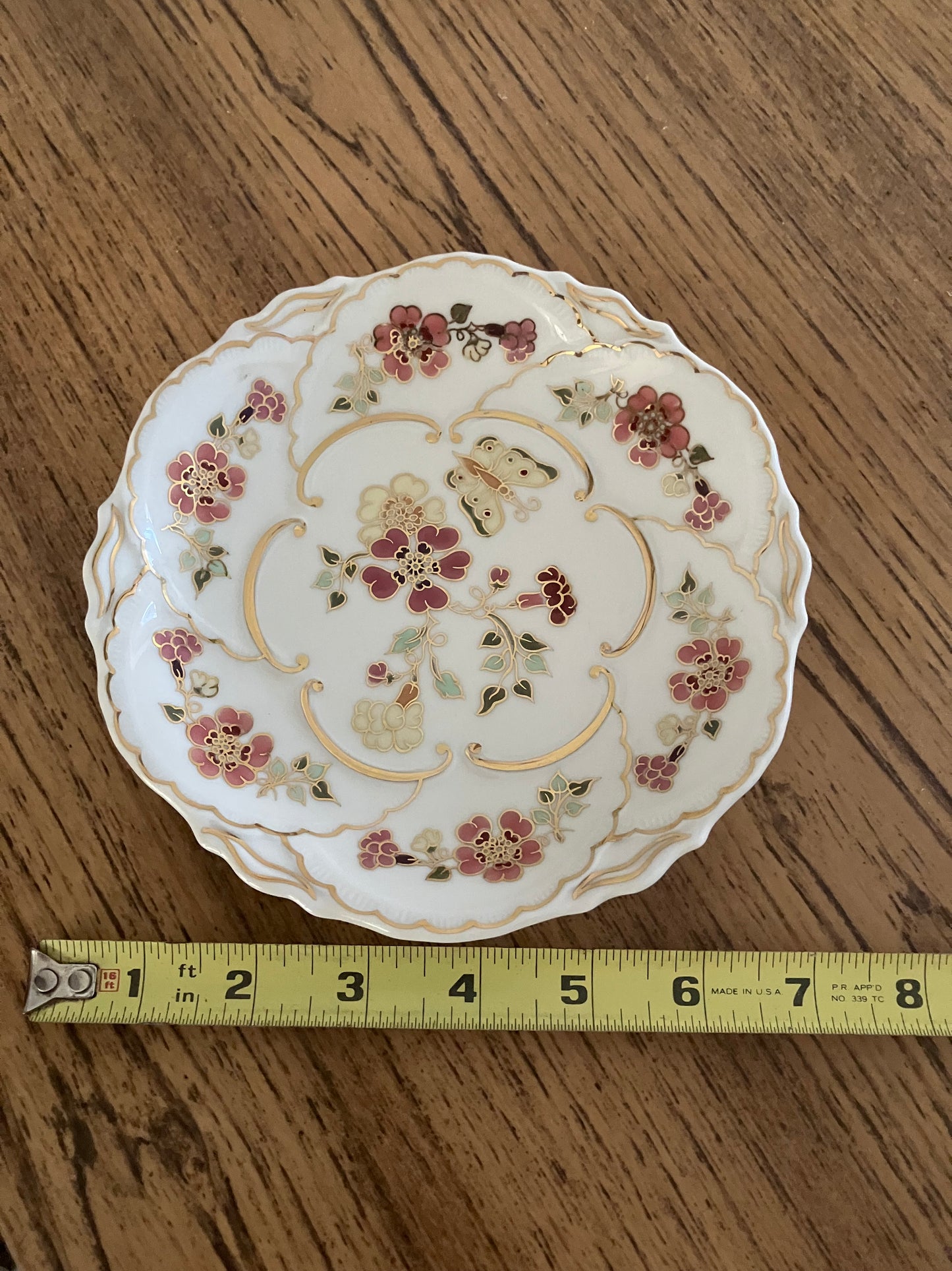Zsolnay Porcelain Butterfly Charger / Wall Plate – 9269/026 – 6.5” Diameter – Hungary