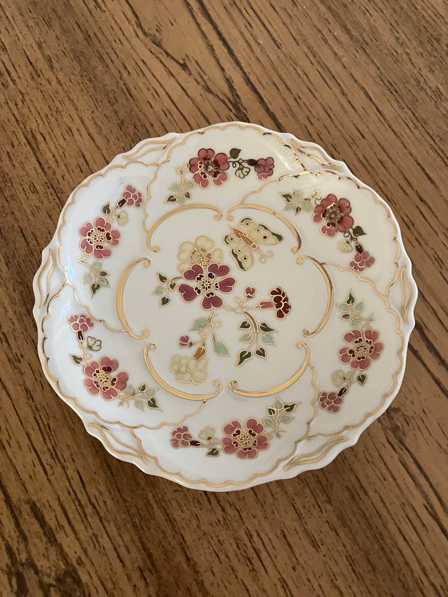 Zsolnay Porcelain Butterfly Charger / Wall Plate – 9269/026 – 6.5” Diameter – Hungary