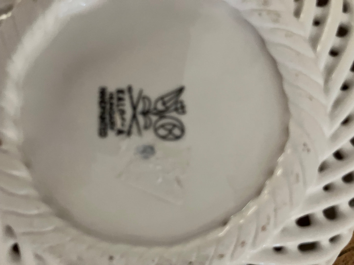Kalocsa Hungary Hand Painted Porcelain Basket Weave Bowl – Floral Pattern, Gold Accents