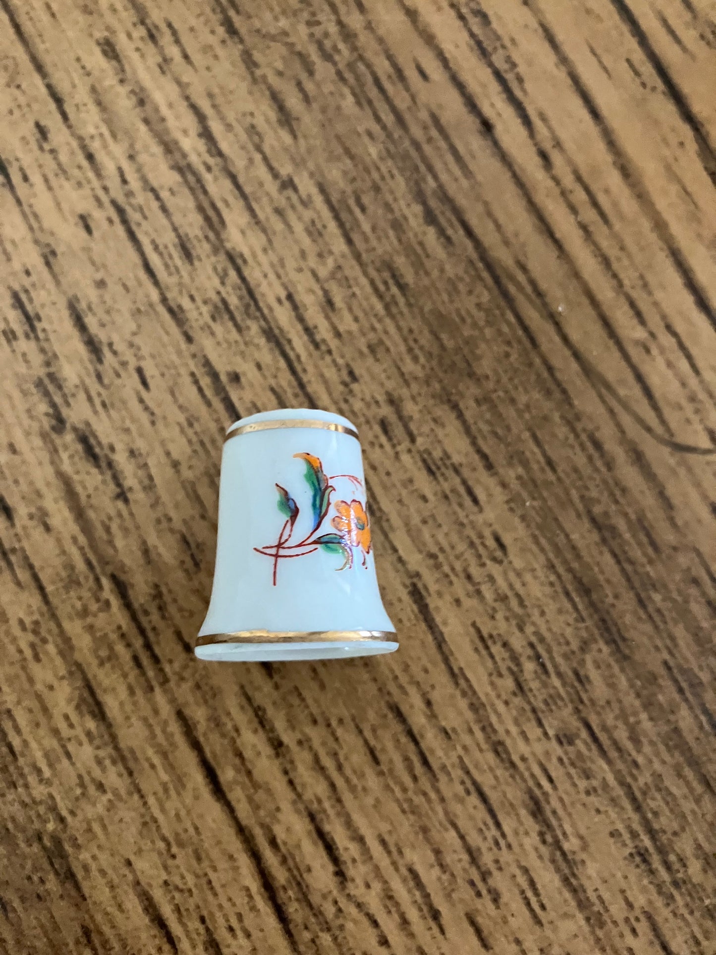 Vintage Hollohaza Porcelain Thimble Pair – Hand Painted Floral Theme – Hungary