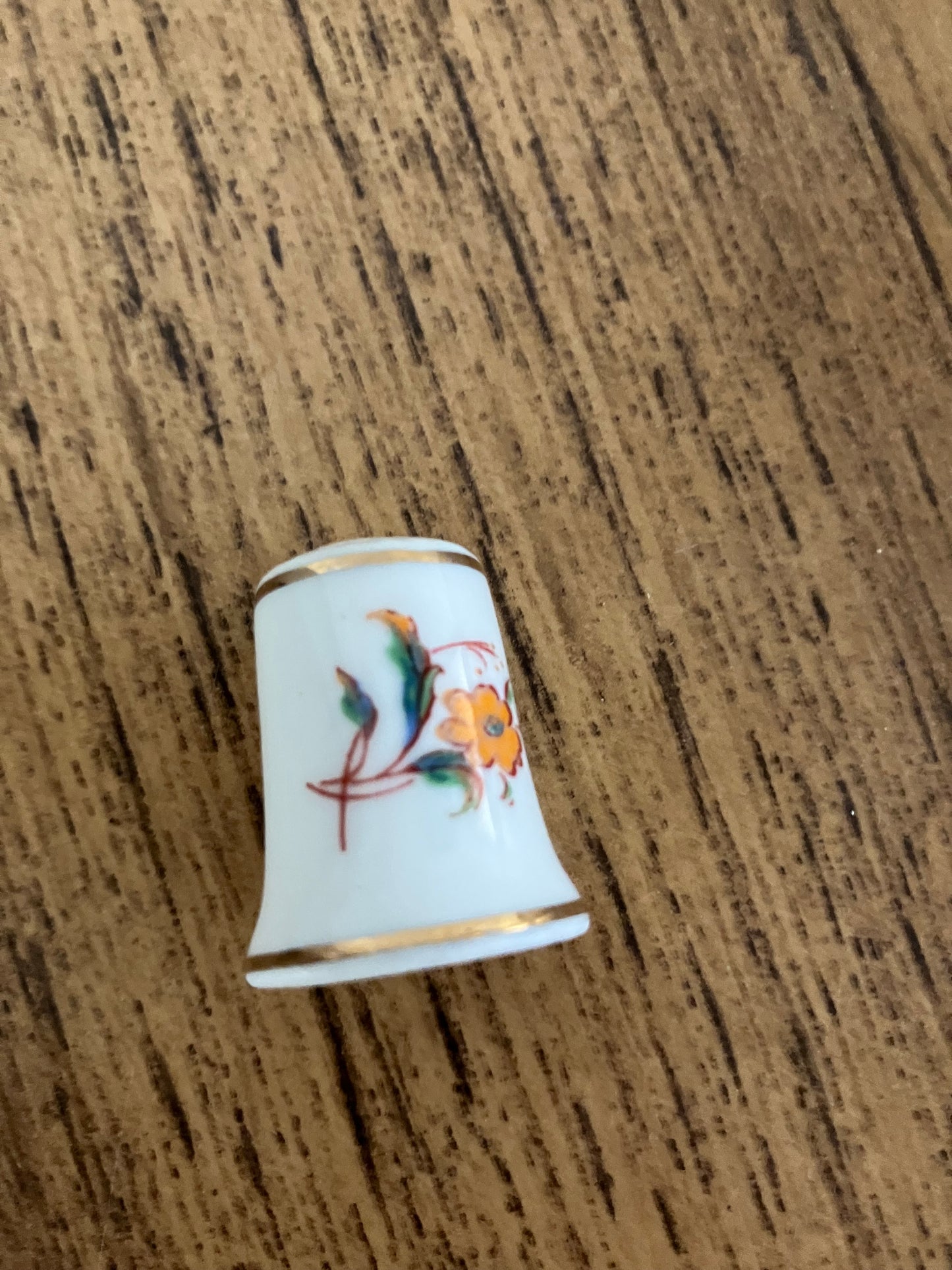 Vintage Hollohaza Porcelain Thimble Pair – Hand Painted Floral Theme – Hungary