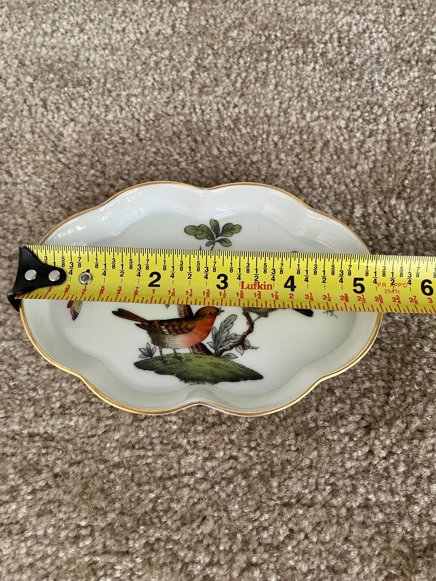 Herend Hungary Rothschild Bird Trinket Dish – Scalloped Hand Painted Porcelain Vintage