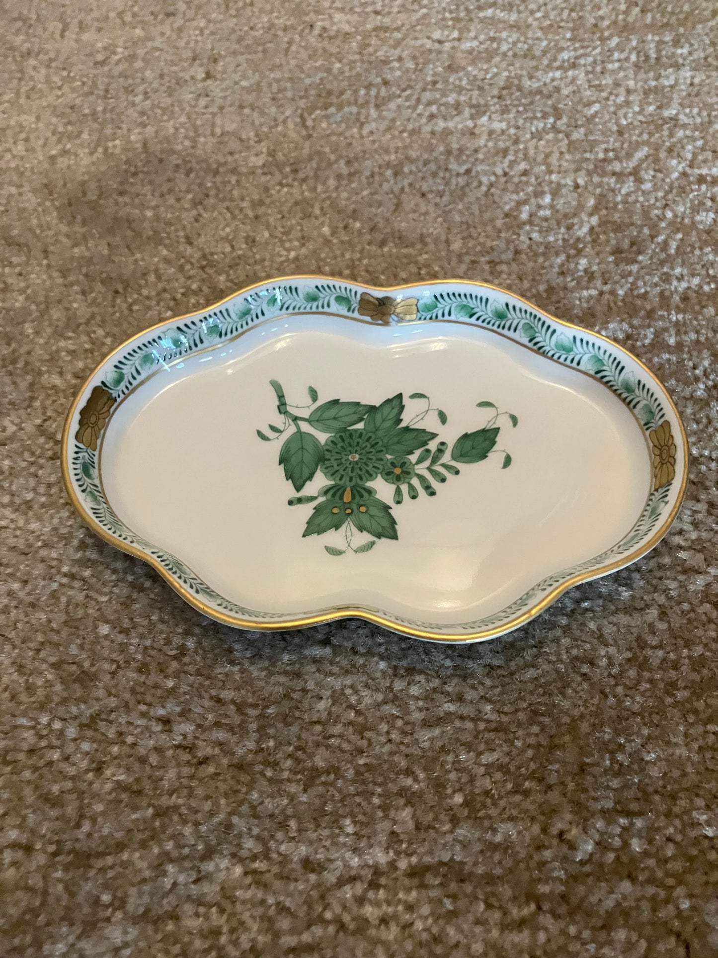 Herend Hungary Apponyi Green Chinese Bouquet Ashtray #7705/AV – Hand Painted Porcelain