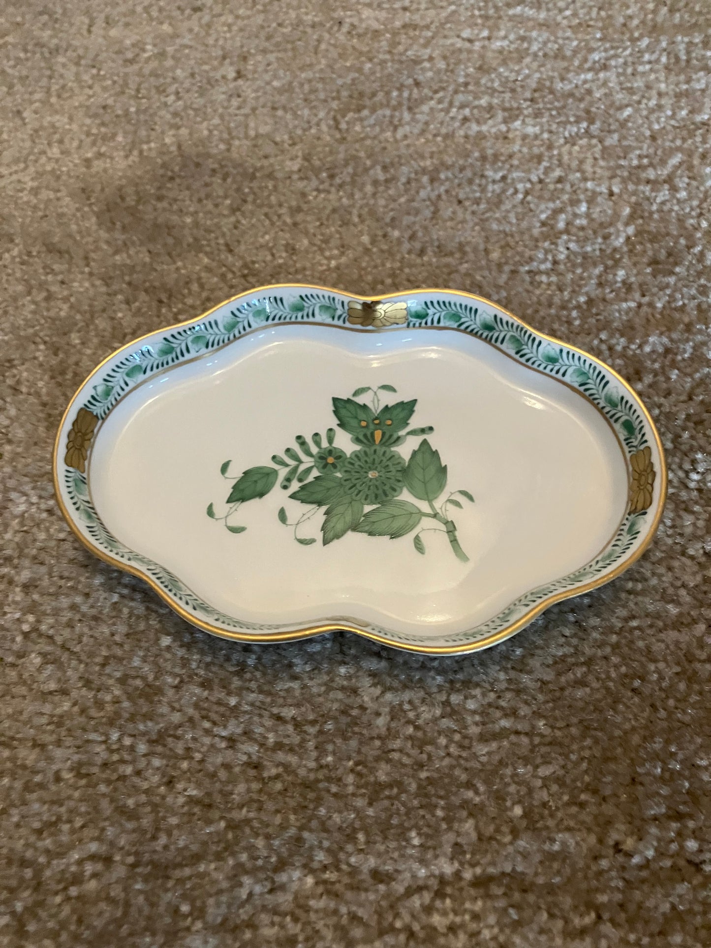 Herend Hungary Apponyi Green Chinese Bouquet Ashtray #7705/AV – Hand Painted Porcelain