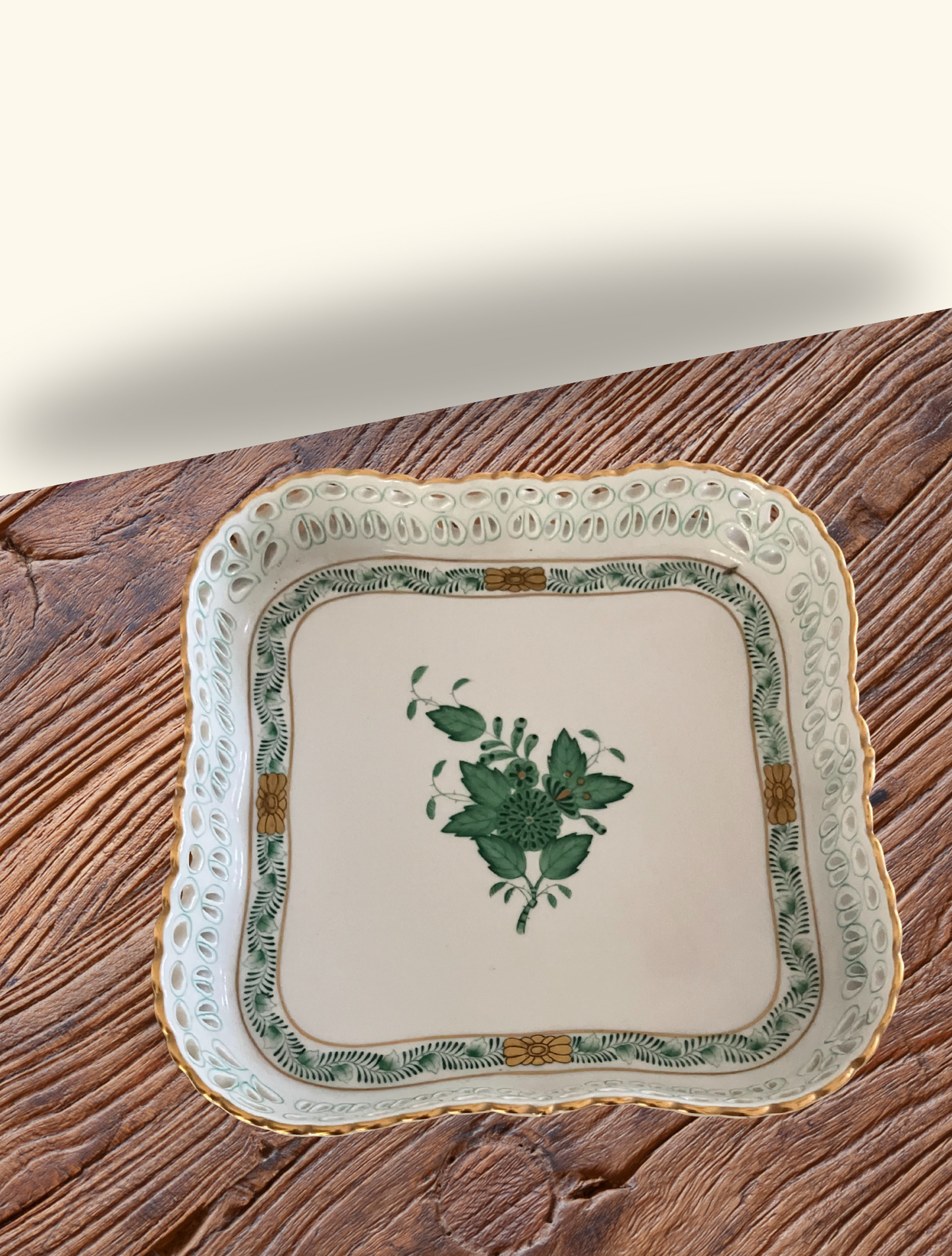 Vintage Herend “Apponyi Flowers” Candy Dish – Hand Painted Porcelain, 24K Gold Accents